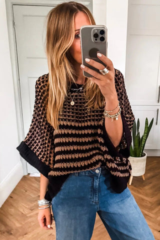 Oversized Half Sleeve Sweater - Black