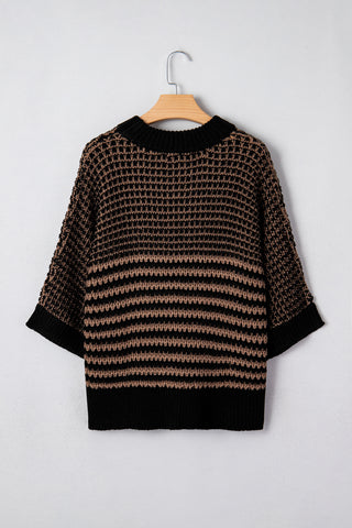 Oversized Half Sleeve Sweater - Black