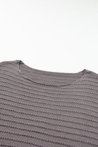 Dolman Sleeve Textured Sweater - Brown