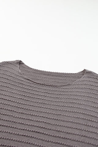 Dolman Sleeve Textured Sweater - Dark Grey