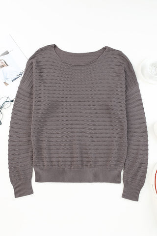 Dolman Sleeve Textured Sweater - Dark Grey