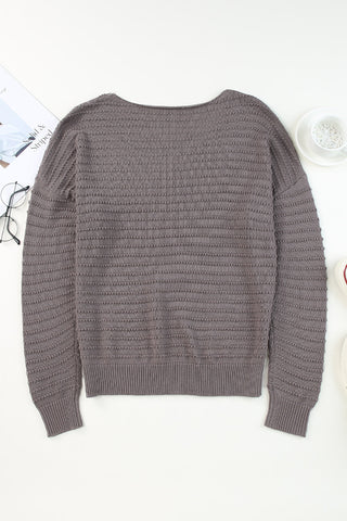 Dolman Sleeve Textured Sweater - Dark Grey