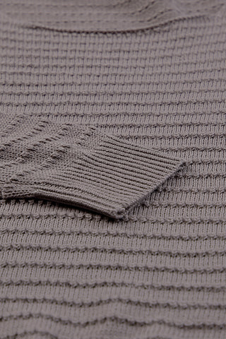 Dolman Sleeve Textured Sweater - Brown