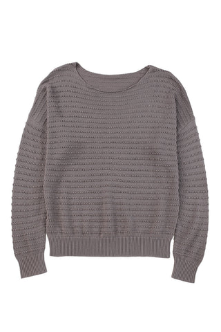 Dolman Sleeve Textured Sweater - Dark Grey