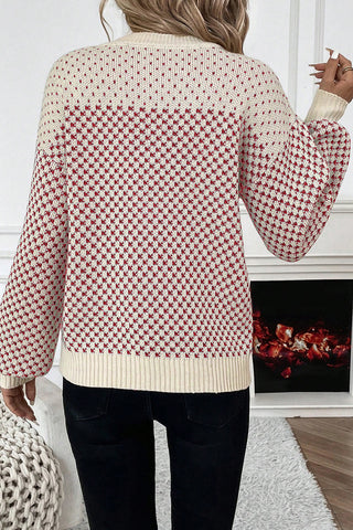 Houndstooth Sweater - Red