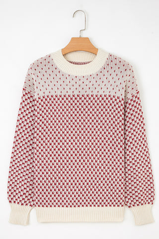 Houndstooth Sweater - Red