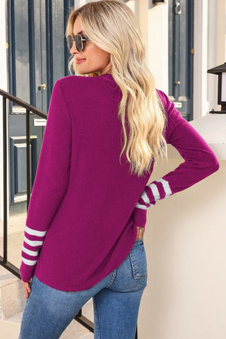 Crew Neck Sweater Top - Deep Violet