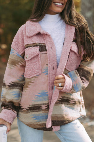 Sherpa Pink Western Style Shacket