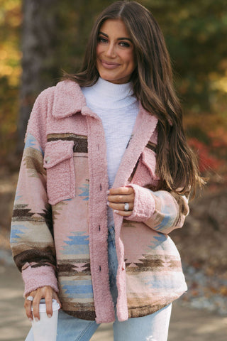 Sherpa Pink Western Style Shacket
