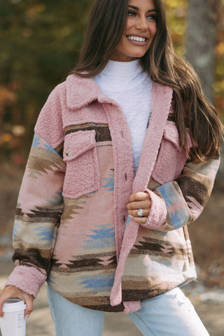 Sherpa Pink Western Style Shacket
