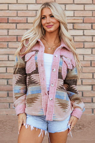 Sherpa Pink Western Style Shacket