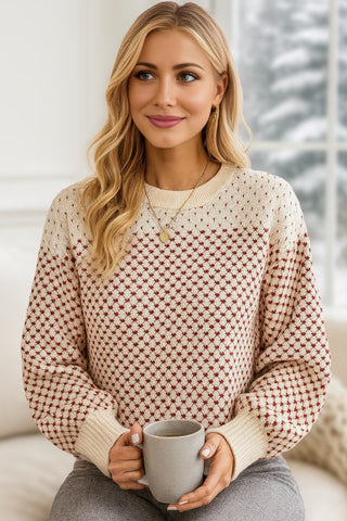 Houndstooth Sweater - Red