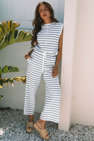 Striped Blue Spring Pant Set