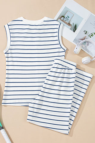 Striped Blue Spring Pant Set