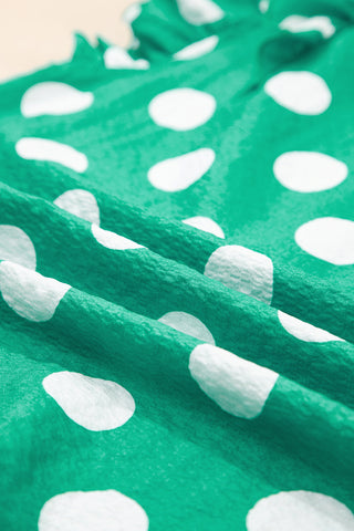 Ruffle Sleeve Polka Dot Top - Green