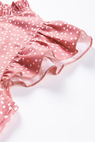 Polka Dot Ruffle Sleeve Top - Pink