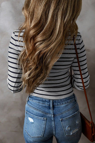 Striped Button Up Henley Top