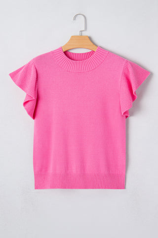 Ruffle Sleeve Sweater - Pink