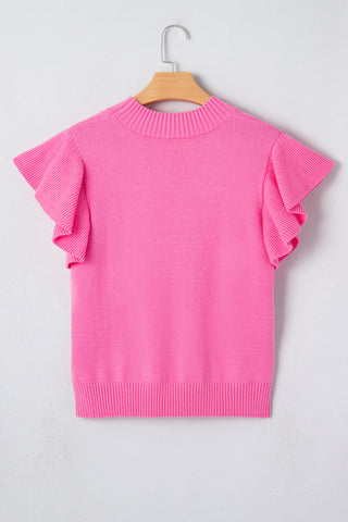 Ruffle Sleeve Sweater - Pink