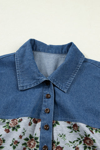 Denim Details Top - Floral