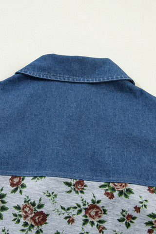 Denim Details Top - Floral