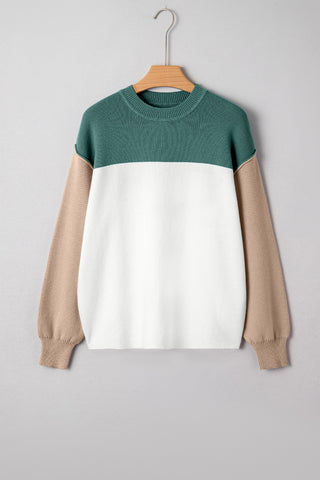 Color Block Sweater - Green and White