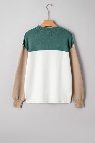 Color Block Sweater - Green and White