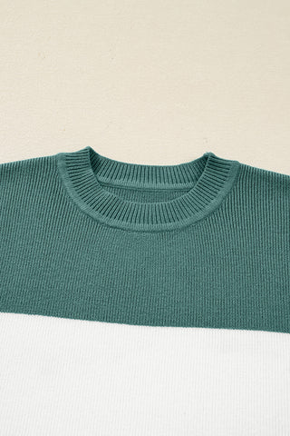Color Block Sweater - Green and White