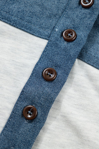 Denim Details Top - Gray
