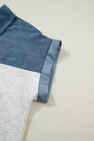 Denim Details Top - Gray