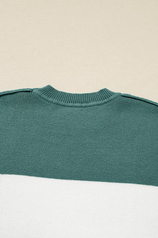 Color Block Sweater - Green and White