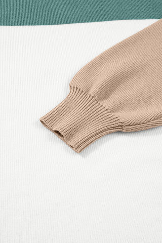 Color Block Sweater - Green and White