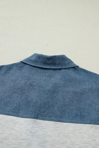 Denim Details Top - Gray