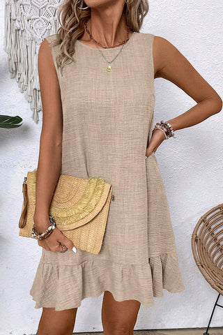 Flouncy Bow Back Dress - Taupe