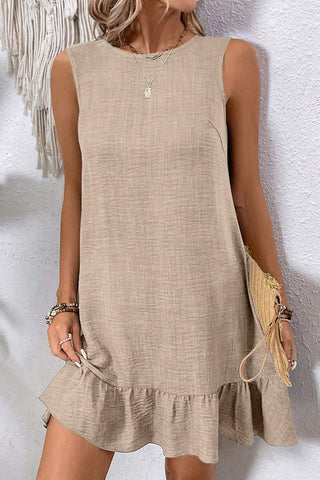 Flouncy Bow Back Dress - Taupe