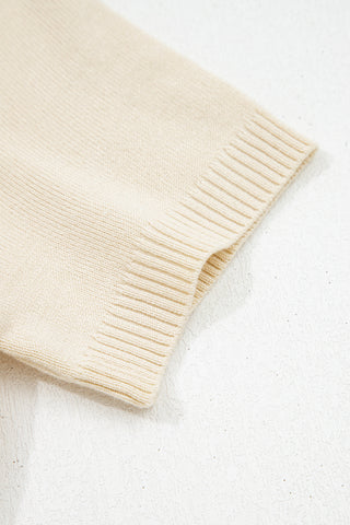 Denim Collar Knit Top - Beige