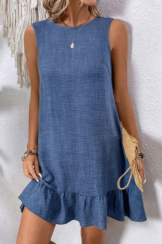 Flouncy Bow Back Dress - Blue