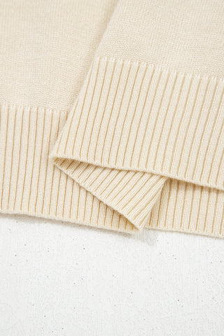 Denim Collar Knit Top - Beige