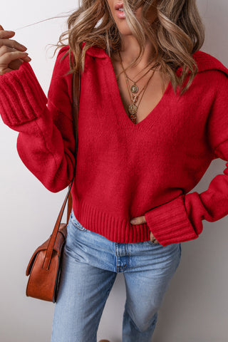Collared Sweater - Red