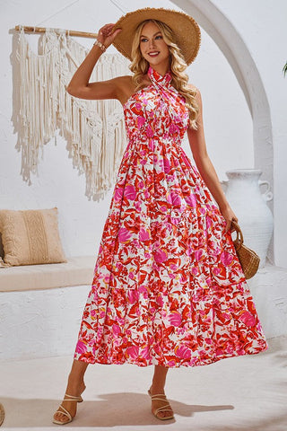 Versatile Floral Maxi Dress - Red