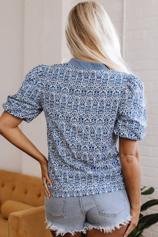 Mediterranean Vibes Puff Sleeve Top