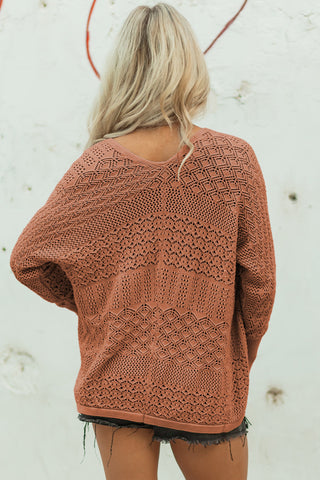 Mocha Mornings Cardigan - Rust