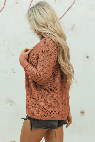 Mocha Mornings Cardigan - Rust