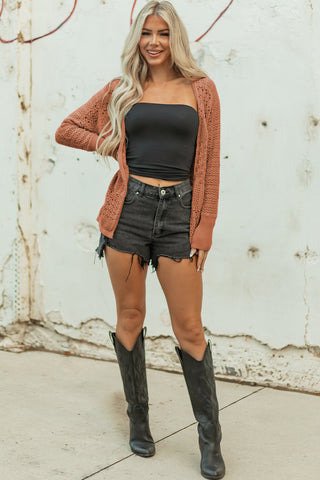 Mocha Mornings Cardigan - Rust