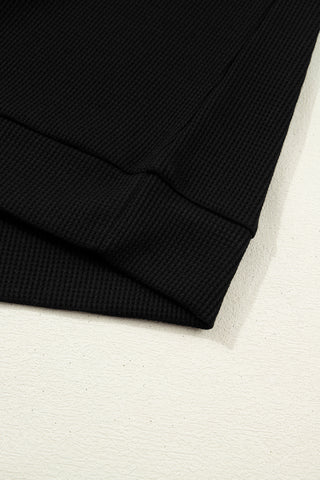 Denim Collar and Cuff 3/4 Sleeve Top - Black