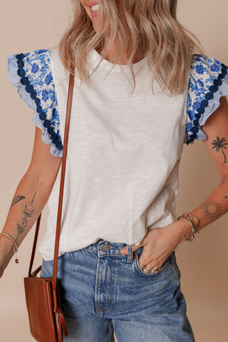Flutter Sleeve Top - Blue