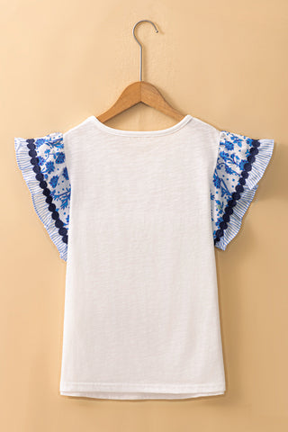 Flutter Sleeve Top - Blue