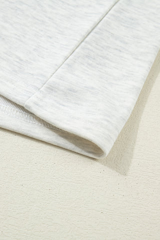 Denim Collar and Cuff Short Sleeve Top - Light Gray