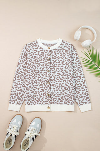 Leopard Cardigan - White