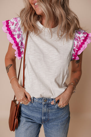 Flutter Sleeve Top - Pink